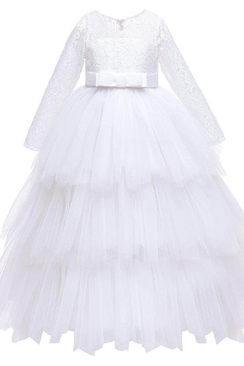 A-line floor length tulle lace flower girl dress 669800910735 - COCOMELODY